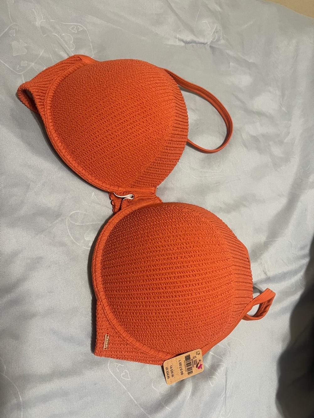 PINK Victoria's Secret Textured Orange Bikini Top